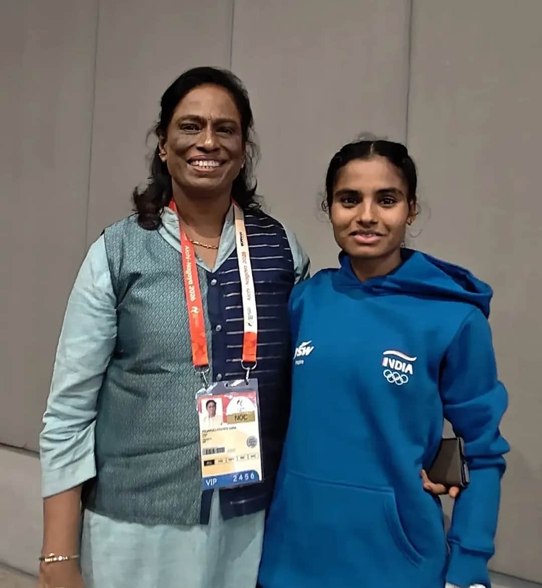 PT Usha congratulated Seema.