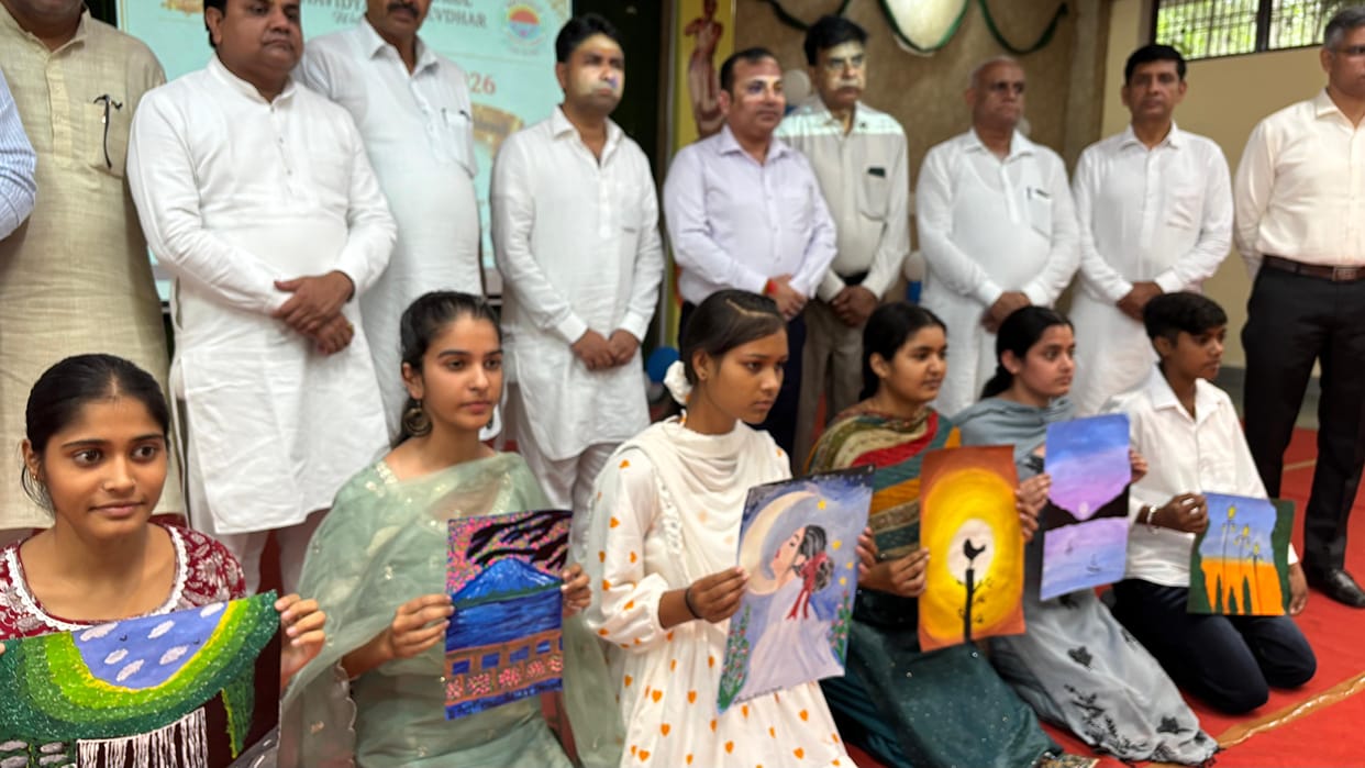 Sneha stood first and Anshika second in the painting competition