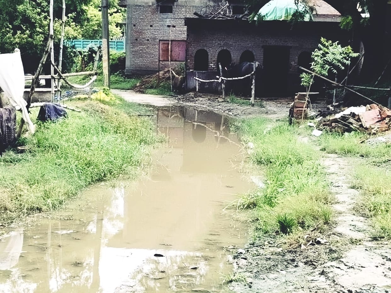 Commuting affected by waterlogging in Gamrahata village