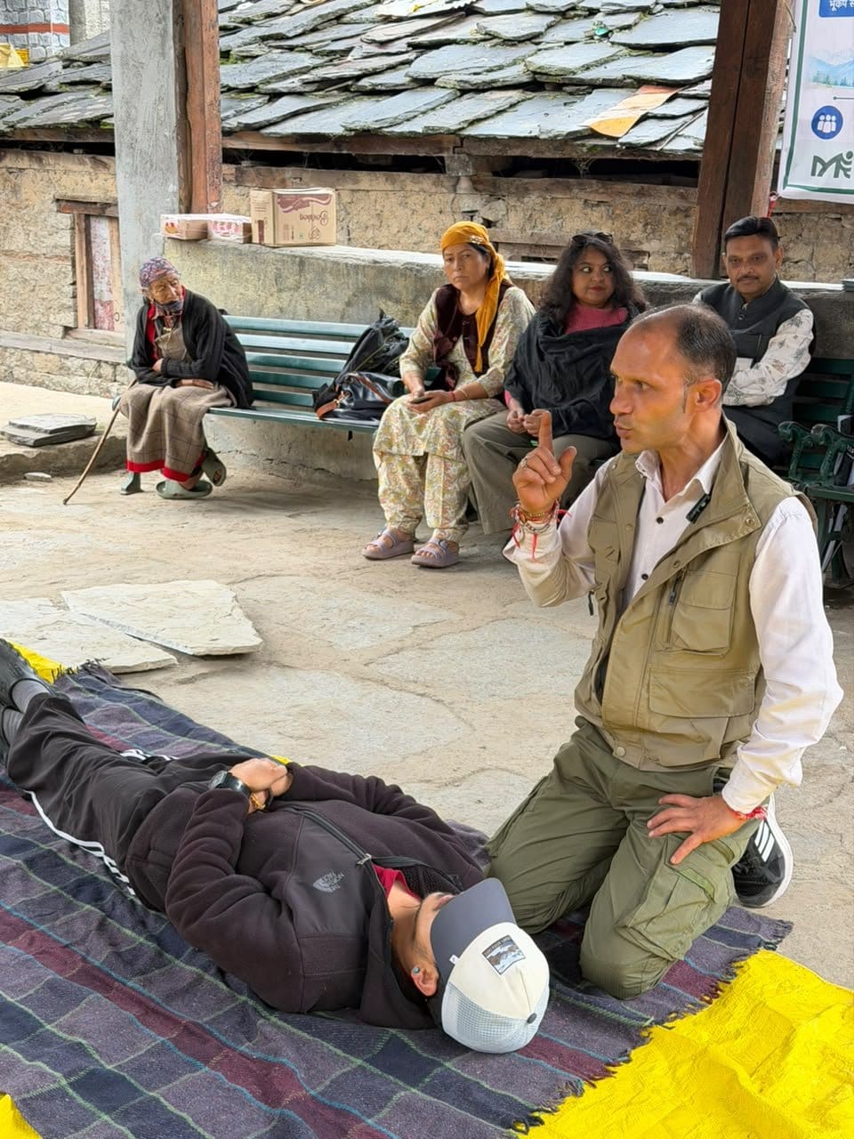 Taught disaster management techniques to villagers in Old Manali