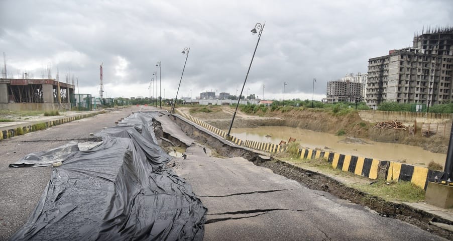 100-meter stretch of road caves in at CG City.