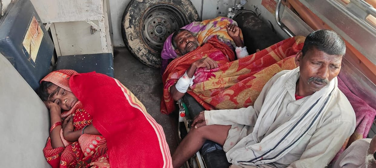 Villagers who went to drive away a leopard perched on a water tank were attacked; three injured.