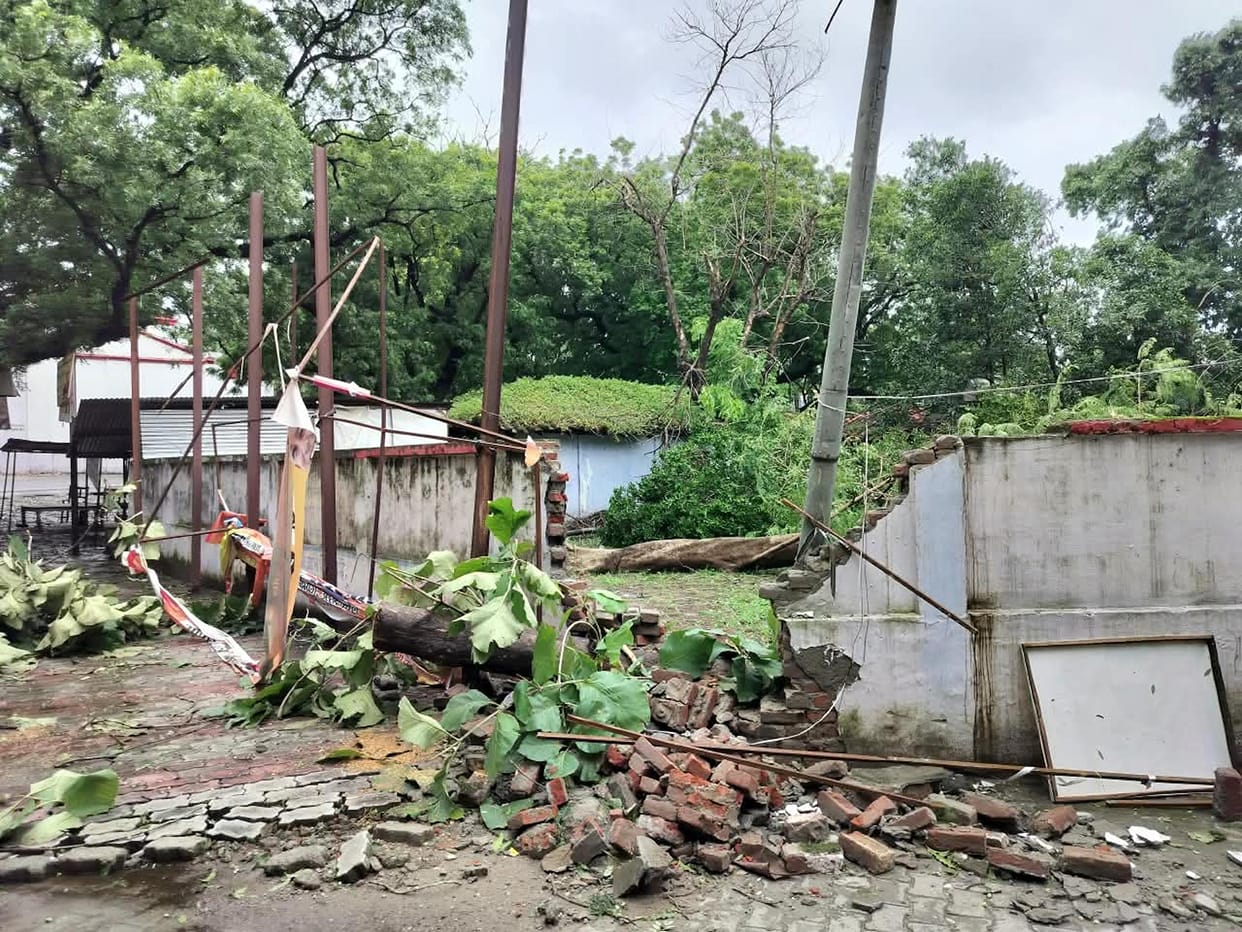 13 houses collapsed due to rain; elderly man dies after tree falls on his thatched hut.