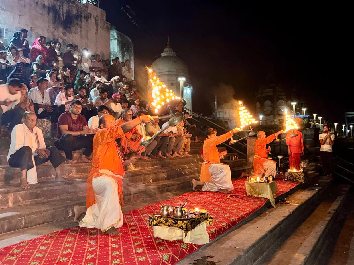 Yamuna Maha-Aarti held at Bateshwar on the lines of the Banaras tradition.