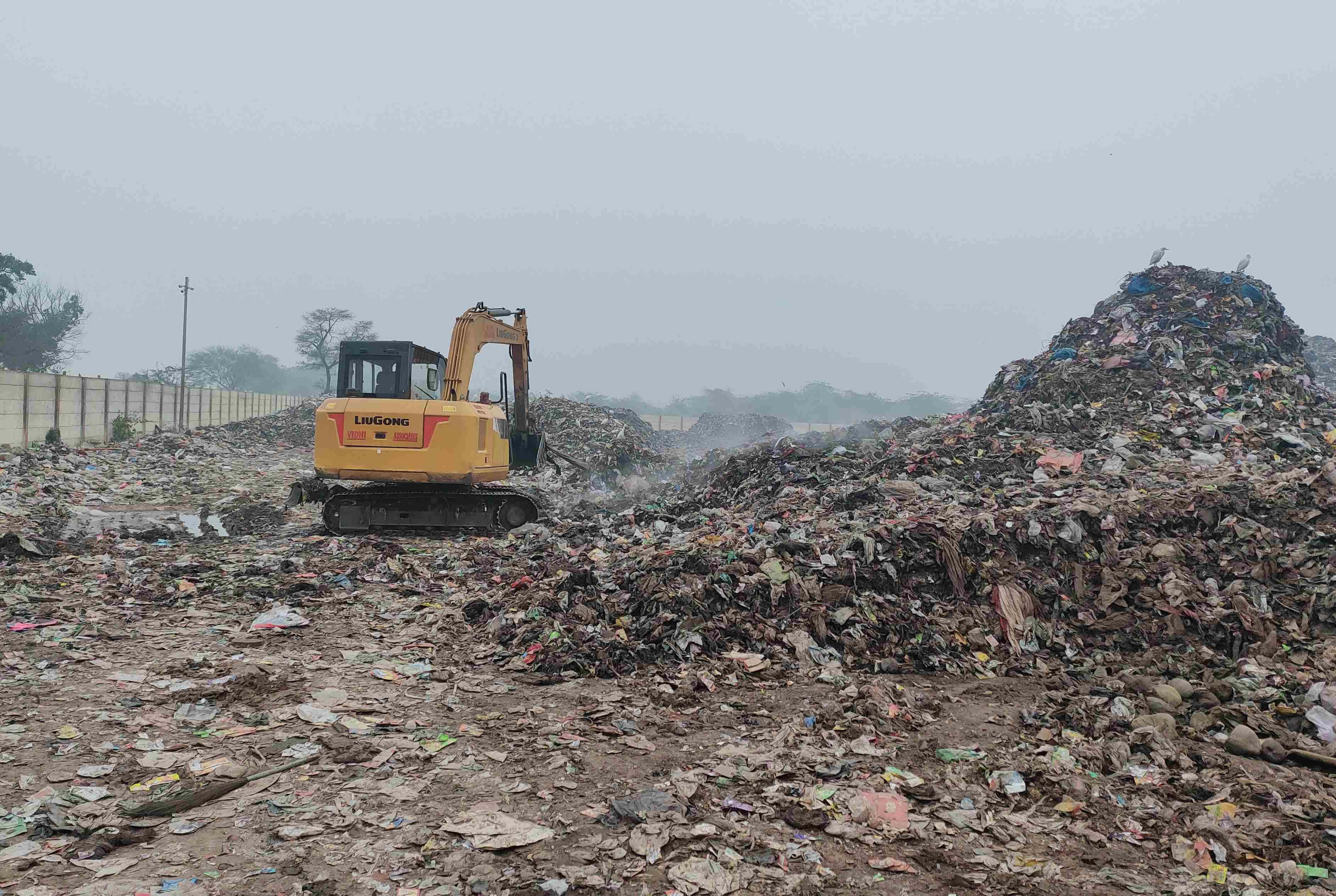 ढंढूर स्थित डंपिंग स्टेशन पर लगे कचरे के ढेर। 