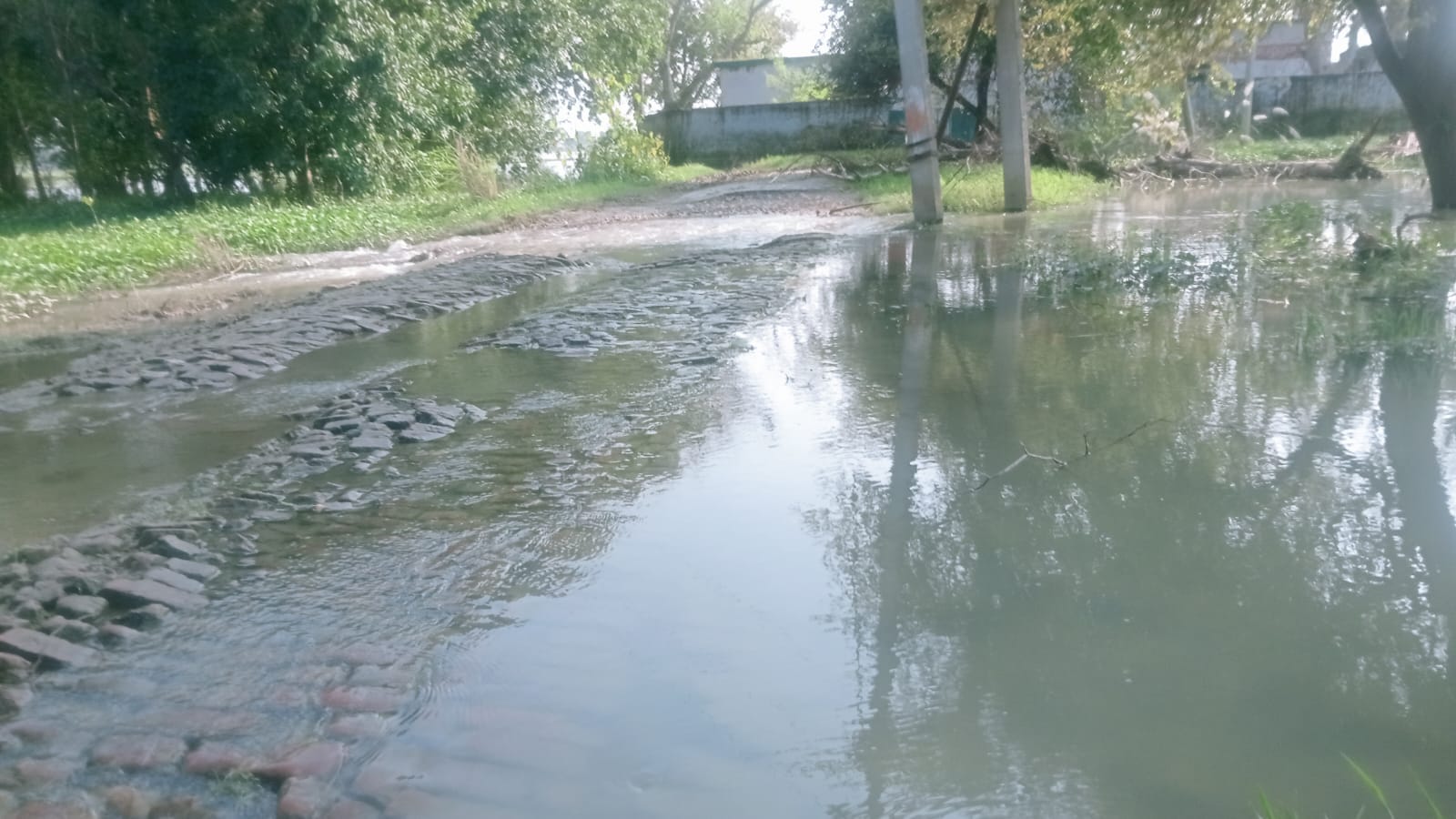 फोटो40पटियाली तहसील क्षेत्र के गांव मूंजखेड़ा में आबादी के पास भरा बाढ़ का पानी। संवाद