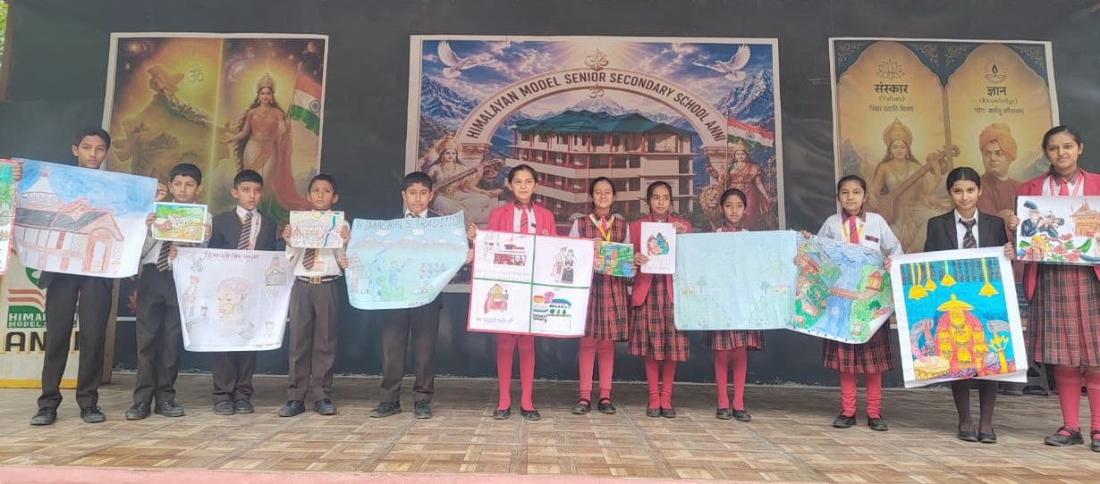 Bhavya Sharma won the first prize by creating a beautiful painting of Paneu and Khanag.