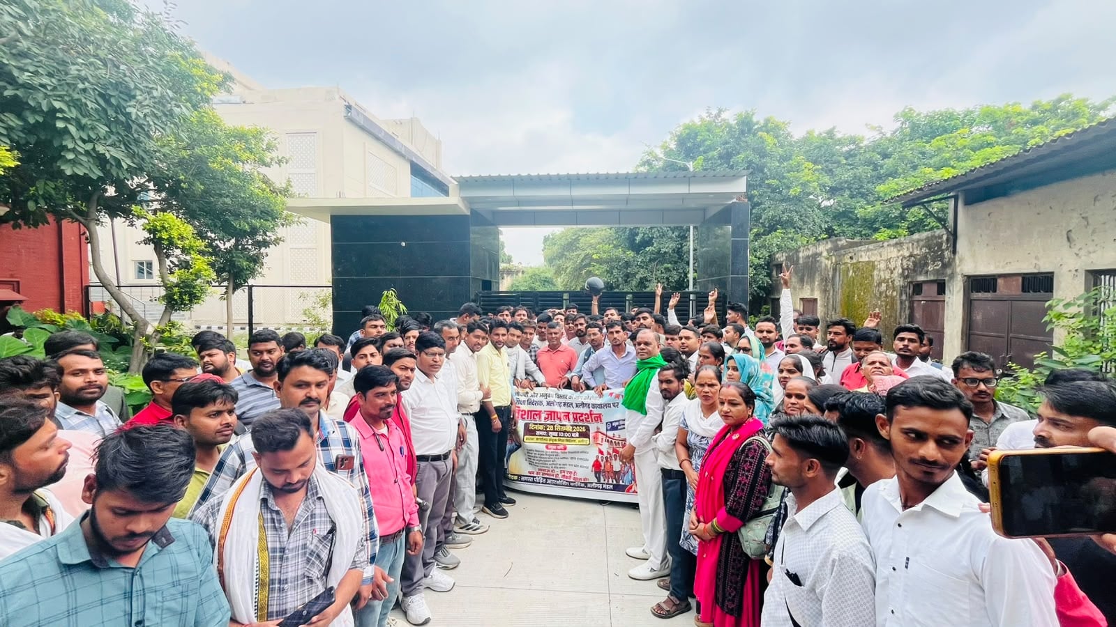 Outsourced employees staged a protest as soon as the tender expired