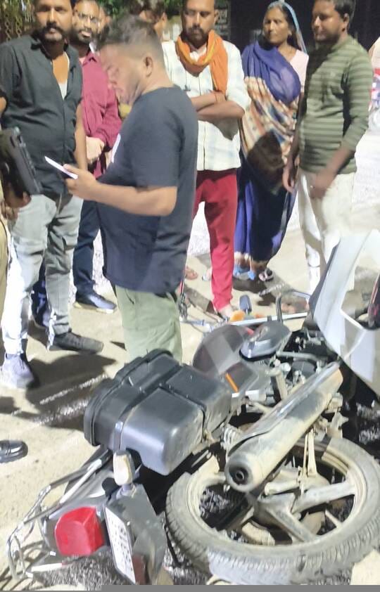Intoxicated car driver hit a bike and dragged it for a long distance.