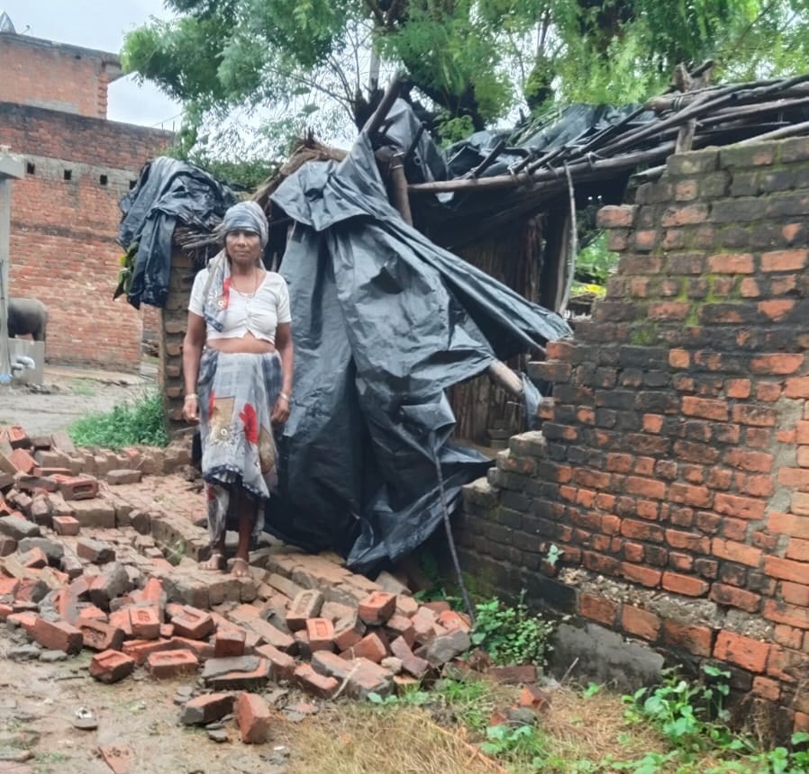 Four houses collapsed due to rain, rivers swelled, and paddy crops were flattened.
