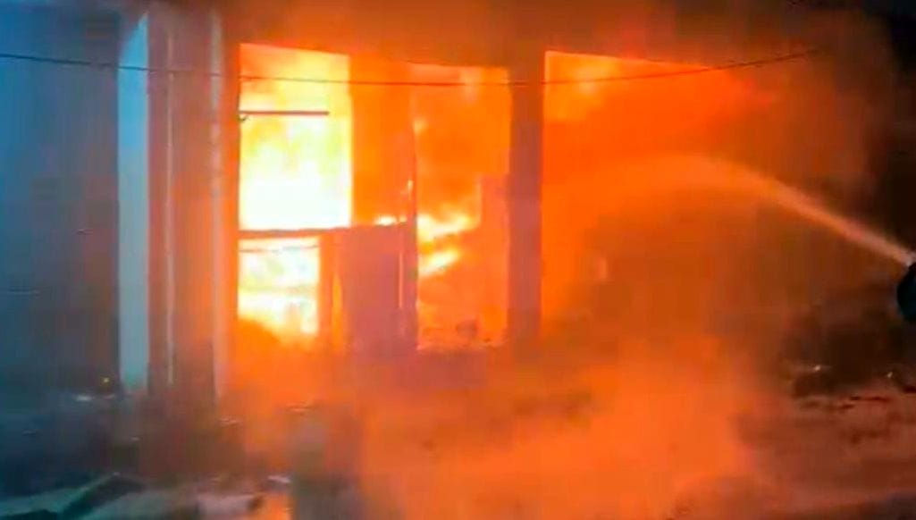 Fire at readymade