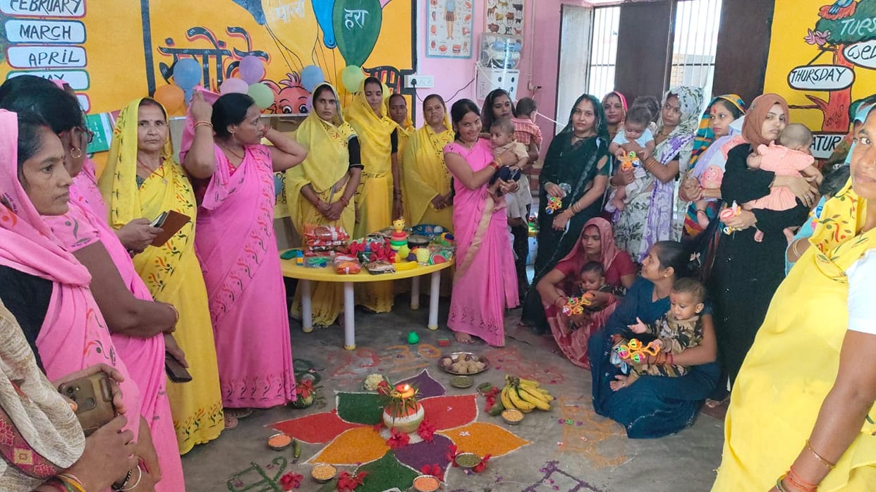 Materials distributed at the Anganwadi center under Poshan Pakhwada.
