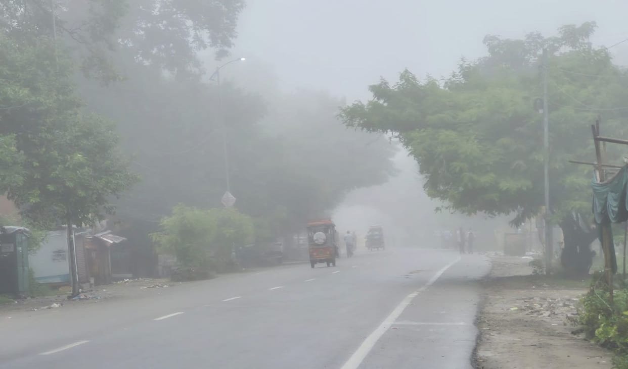 Haze blankets the roads for the first time in September; a hint of winter in the air.