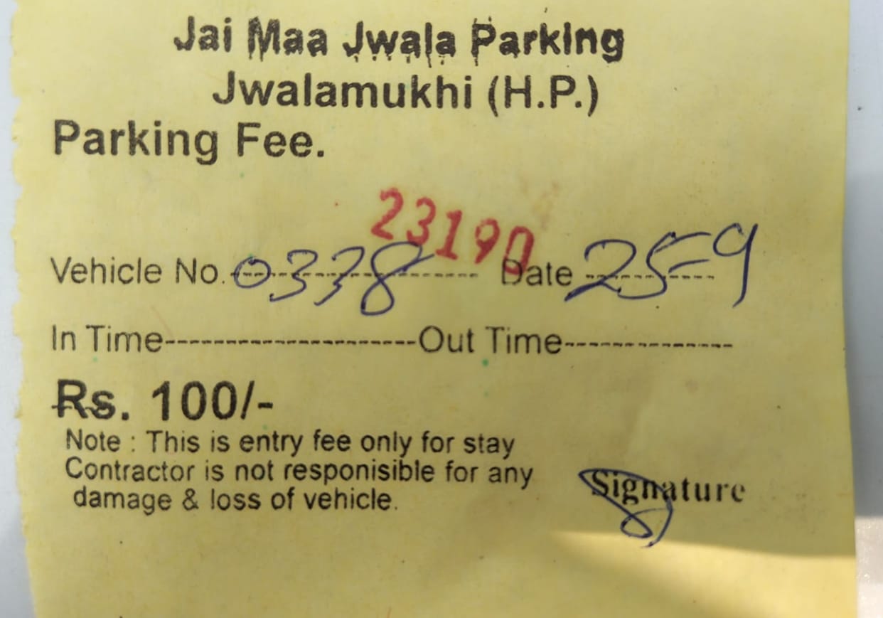 Questions raised over parking charges at Jwalamukhi; 100 charged for one hour.