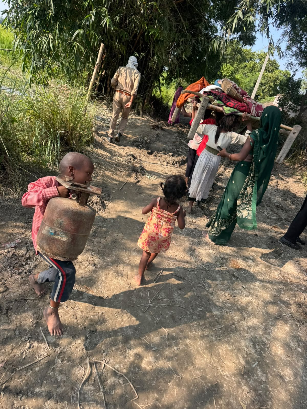 Six families left the village fearing erosion and took shelter on the embankment.