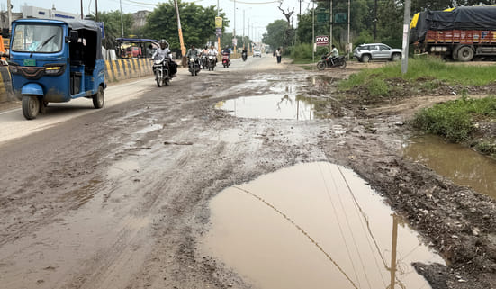 Road built at a cost of crores fell into disrepair within a year and a half.
