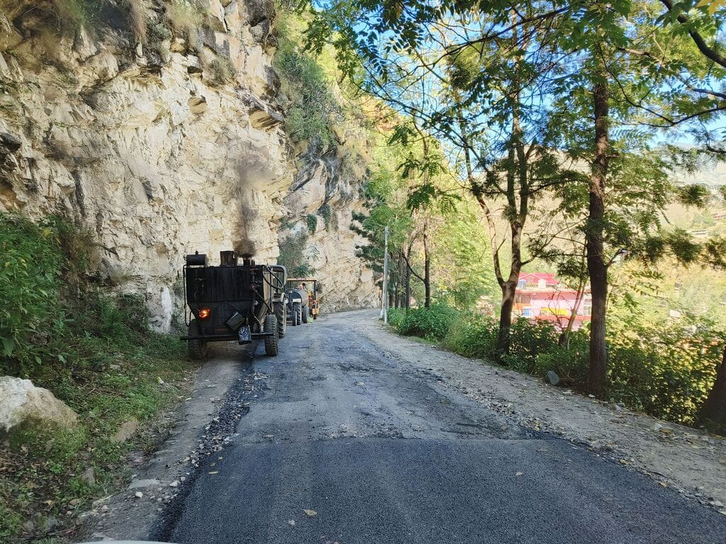 Tarring work begins on the Nogli-Rajpura road; the road had been in poor condition for a long time