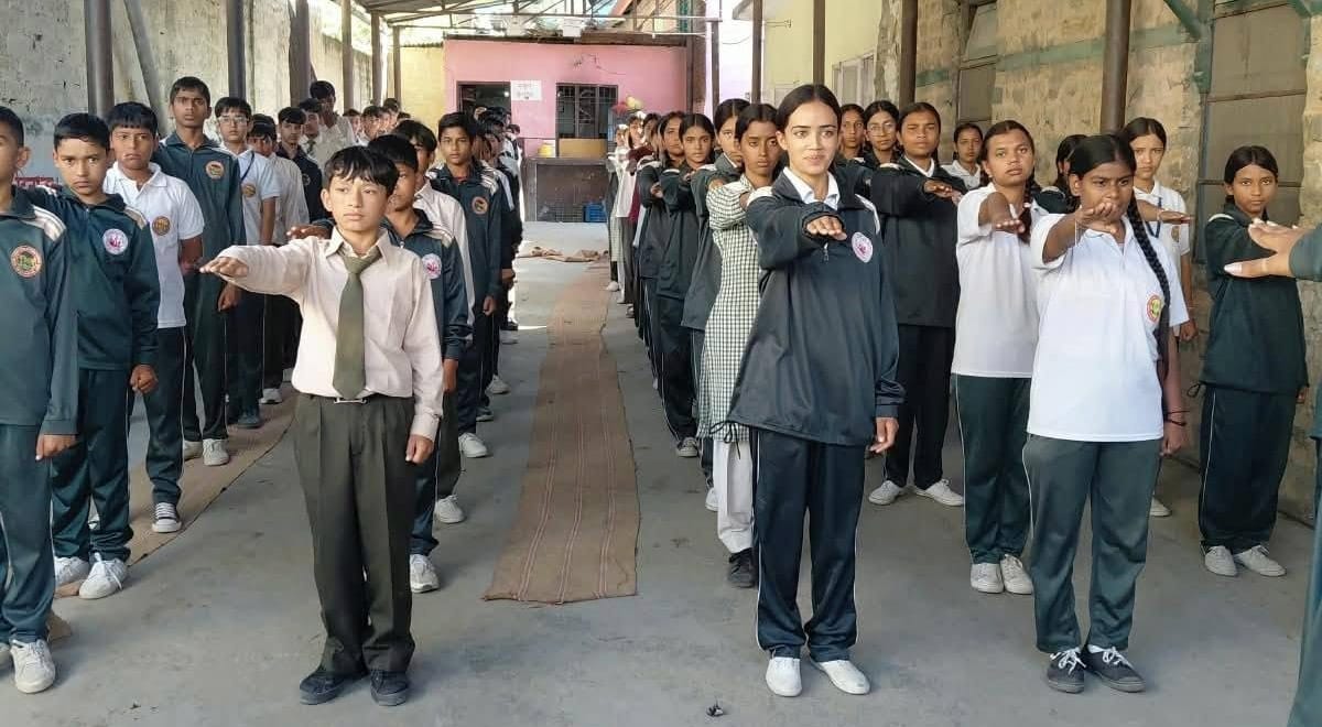 Students administered a pledge against drug abuse.