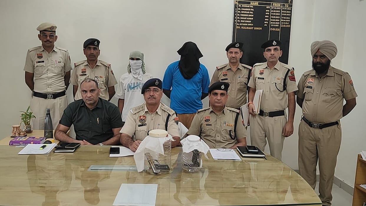 Two accused arrested with illegal weapons near the Ghaggar River.