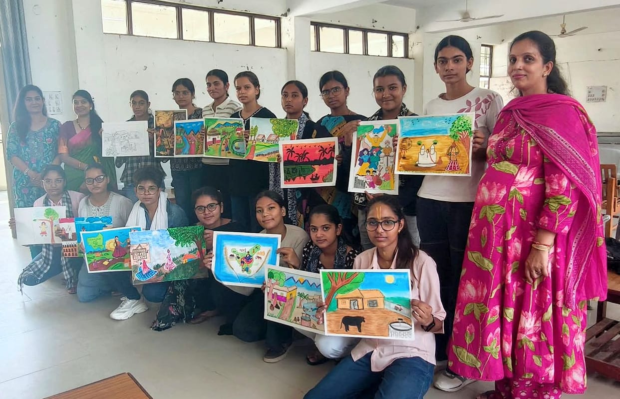 Female students showcased their talent in the talent search, winning awards in categories ranging from painting to singing.