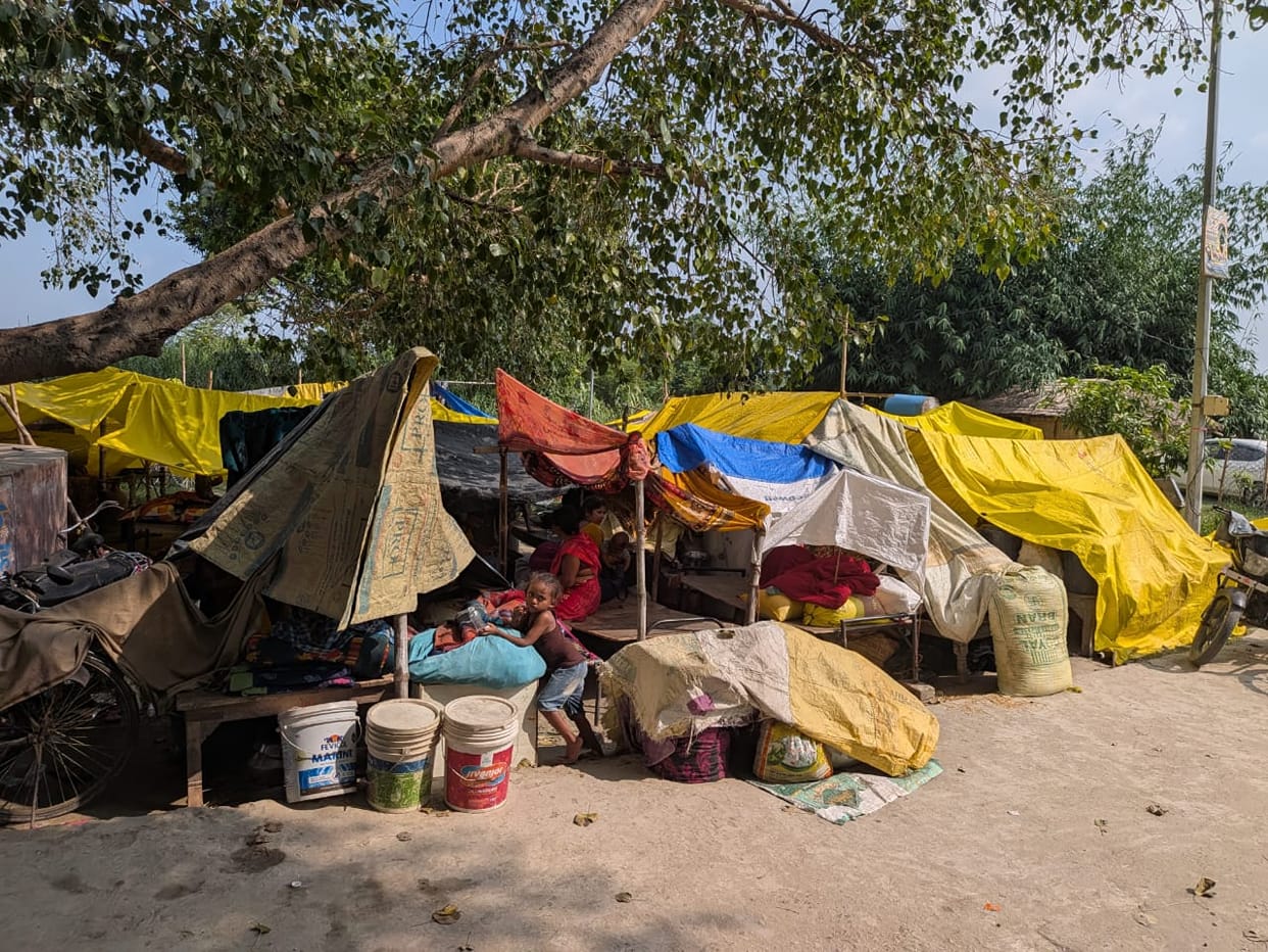 People spent the night eating flattened rice and jaggery.
