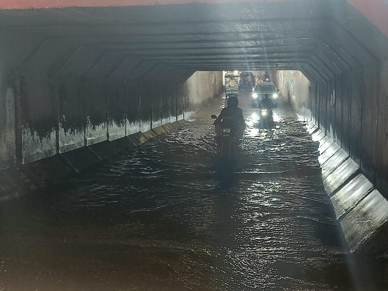 Waterlogging in Naugawan underpass; commuting disrupted.