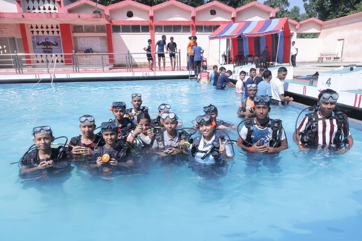Cadets learned underwater rescue techniques through scuba diving.