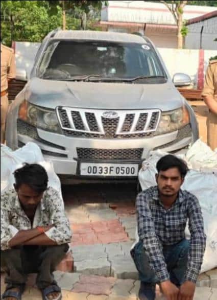 Two interstate smugglers arrested while transporting cannabis worth 1.10 crore concealed in an XUV.