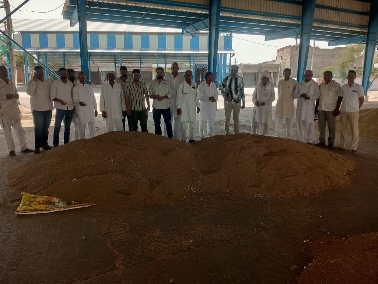 The BKU visited the grain market regarding the procurement of pearl millet