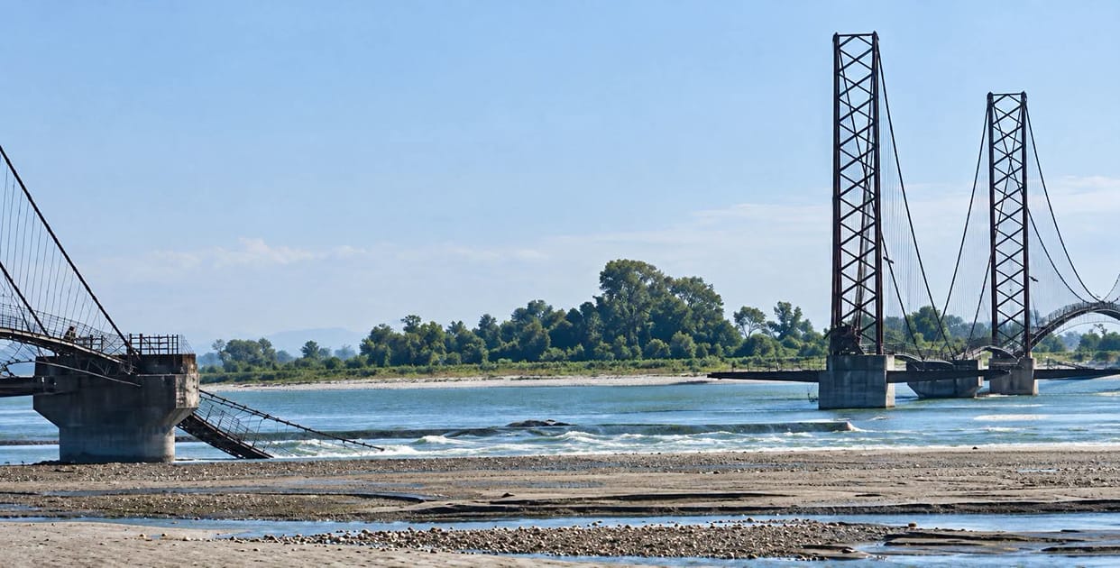Part of Asia's second longest suspension bridge submerged in Mahakali