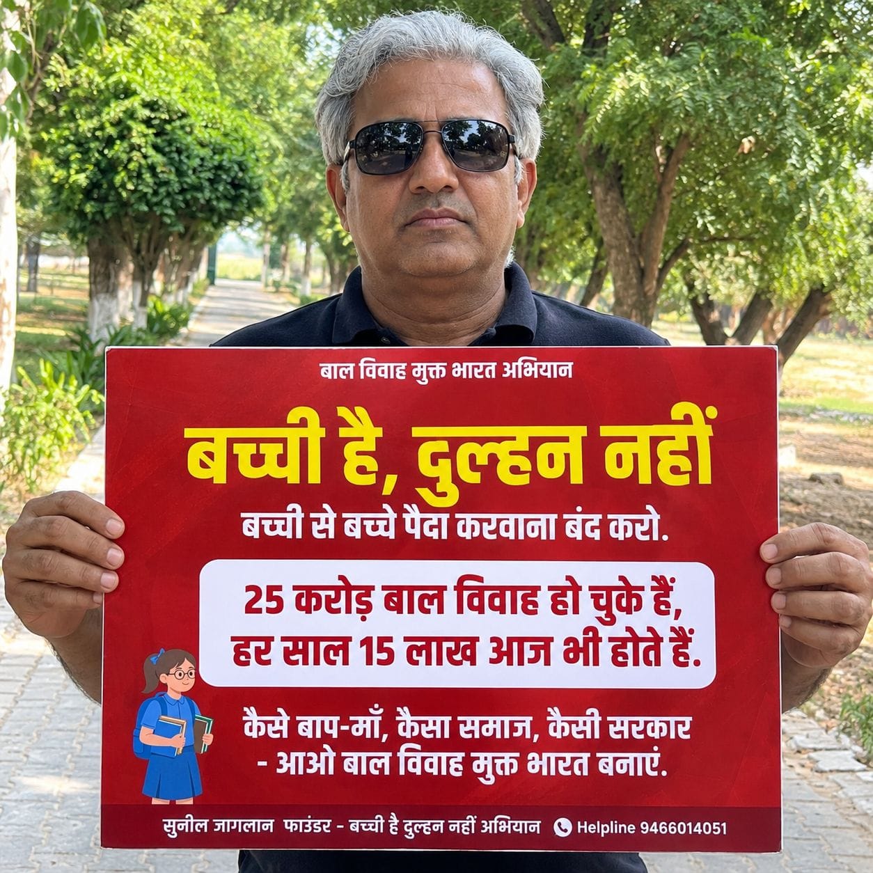 04जेएनडी01: बच्ची है दुल्हन नहीं अभियान की शुरूआत का पोस्टर जारी करते हुए सुनील जागलान। स्वय
