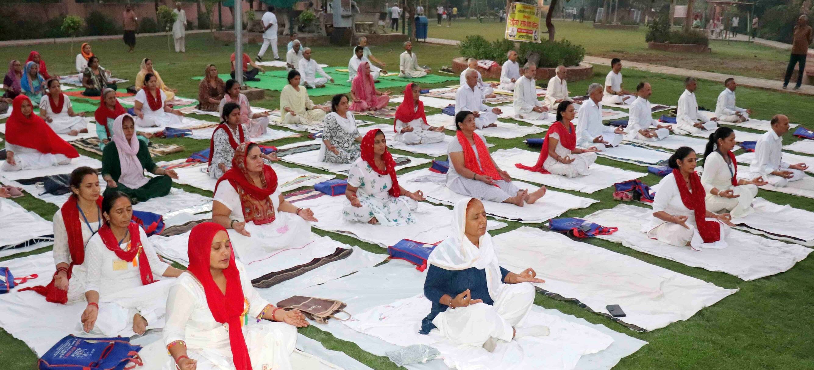 फोटो 04जेएनडी12-योग उत्सव में योगाभ्यास और प्राणायाम करते साधक। स्रोत साधक