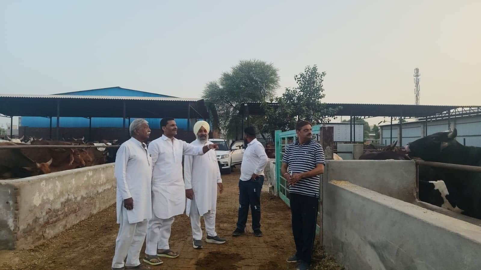 गौशाला में व्यवस्थाओं का निरीक्षण करते गौ सेवा आयोग के चेयरमैन रामचंद्र कंबोज।