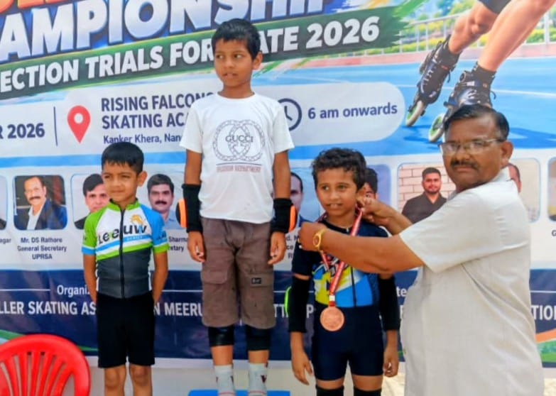 Three players selected for the state-level roller skating competition.