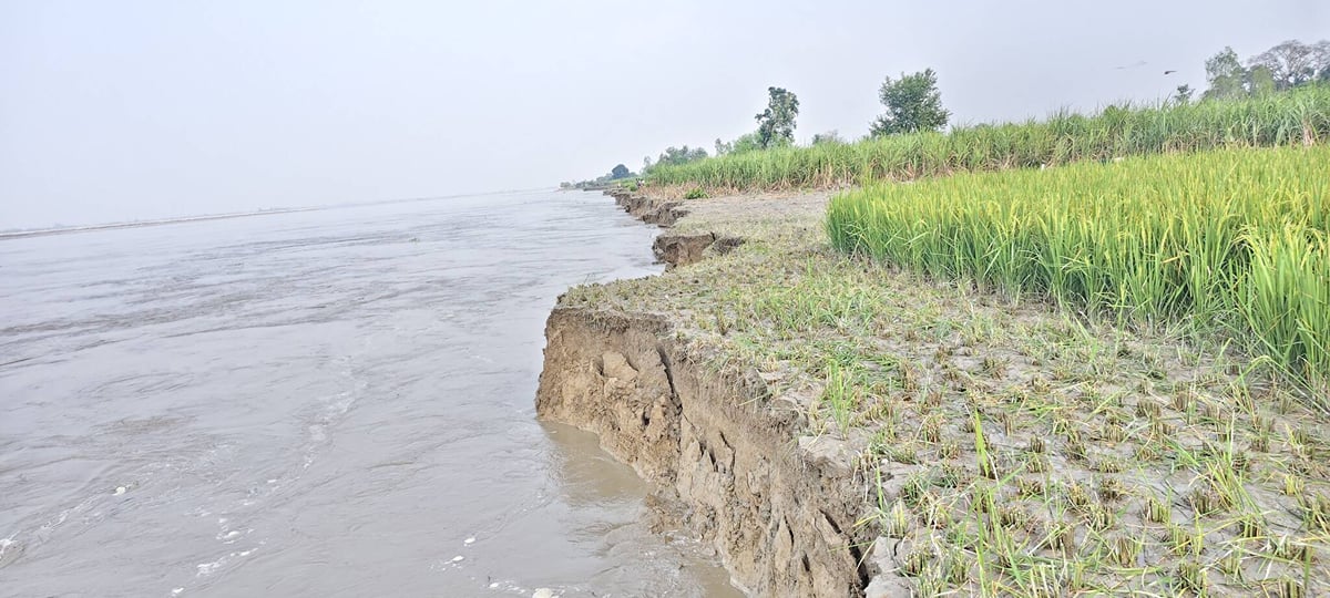 Barabanki News: कटान से 150 बीघा जमीन सरयू में समाई