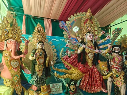 चंबा में नवरात्रों को लेकर बनाई गई मूर्तियां।संवाद