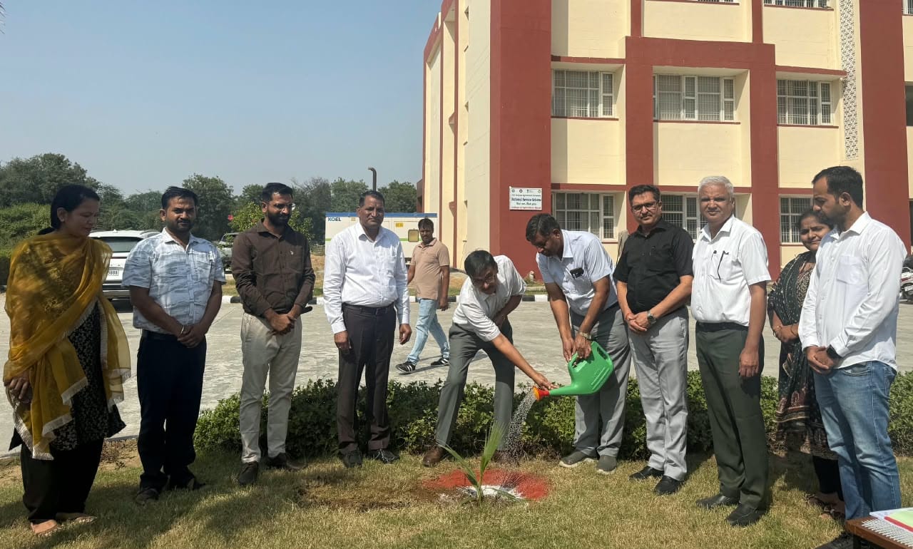 कृषि महाविद्यालय बावल में पौध रोपण करते अनुसंधान निदेशक डॉ. राजबीर गर्ग। स्त्रोत: कॉलेज