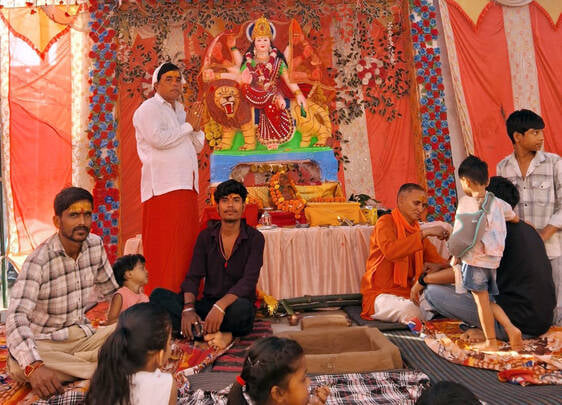 Sharadiya Navratri: Goddess Durga enshrined in pandals; Goddess Shailaputri worshipped; fasting women thronged the temples.