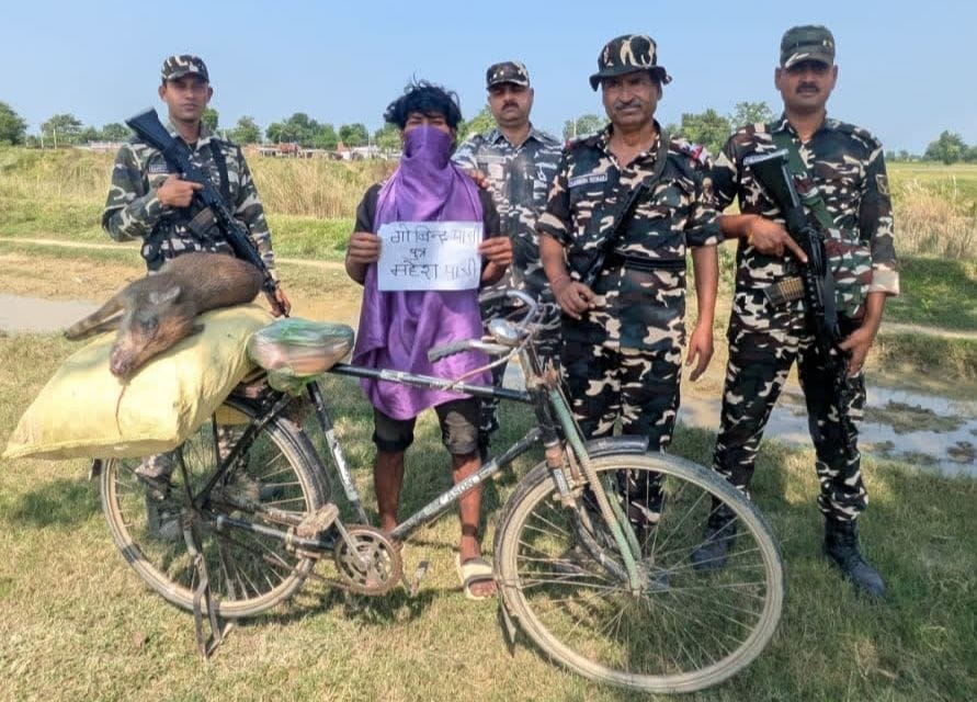 महादेव बुजुर्ग सशस्त्र सीमा बल 50वीं वाहिनी के गिरफ्त में आरोपी। स्रोत एसएसबी