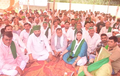 कलक्ट्रेट पर धरना देते भाकियू कार्यकर्ता। भाकियू
