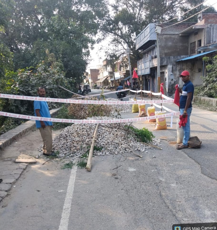 Culvert damaged at Dubar Kala Bazaar; route for heavy vehicles diverted.