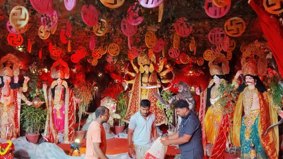 doors to goddess durga shrine opened devotees flocked for a glimpse city echoed with chants jai mata di