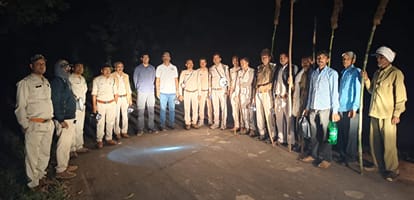 निगरानी के लिए तैनात वन विभाग की टीम।
