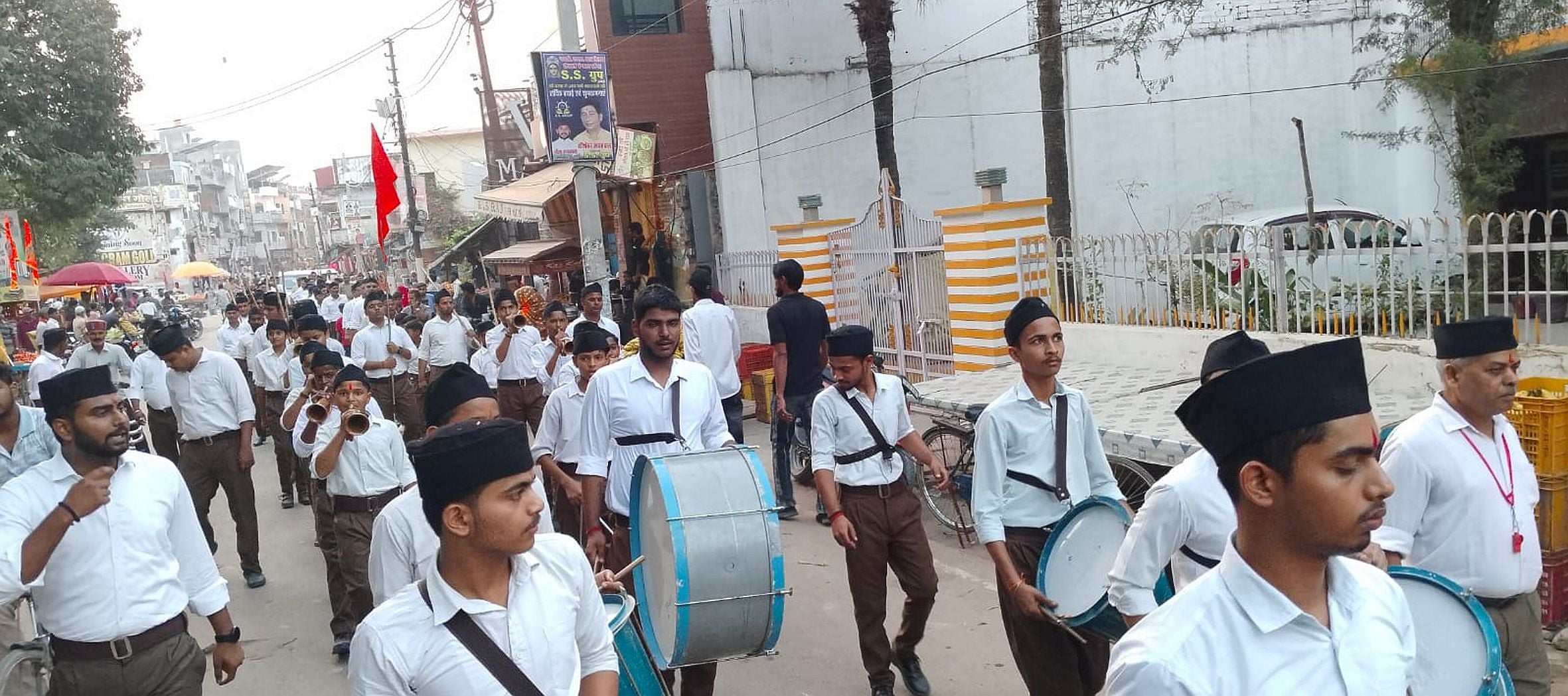 Volunteers conducted a route march.