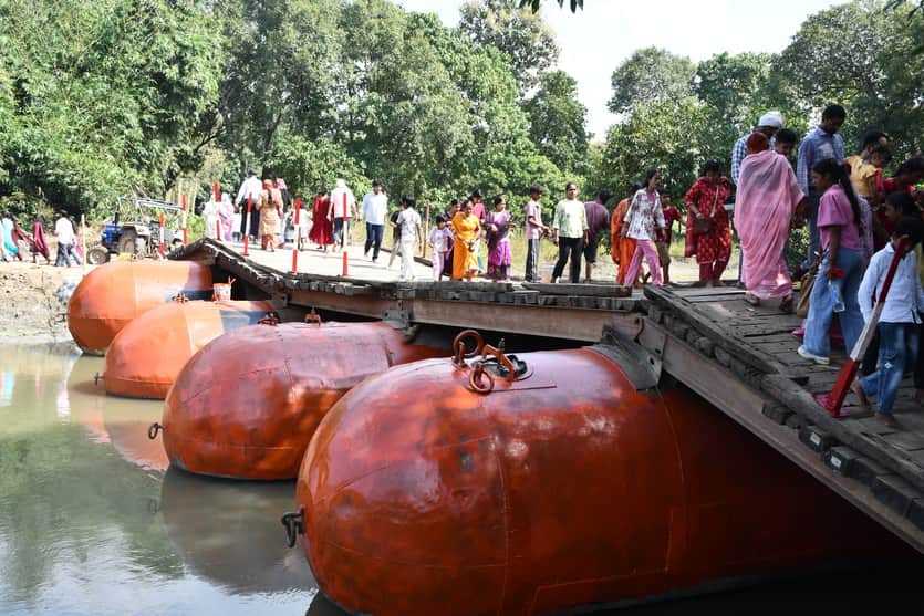 Access to Budhiya Mata Temple made easier; movement begins via pontoon bridge