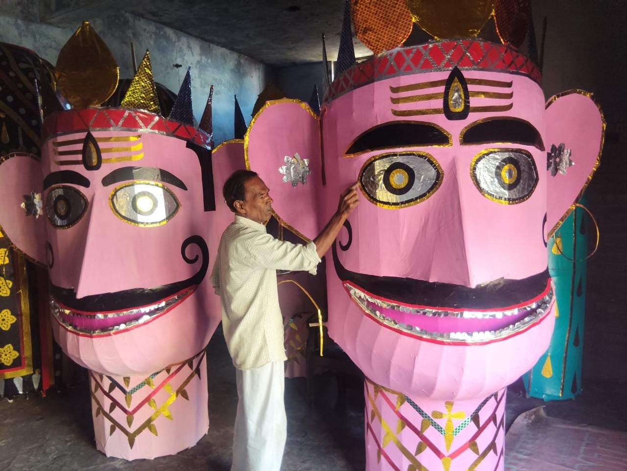The effigies made by Habibur Rahman enhance the beauty of Dussehra.