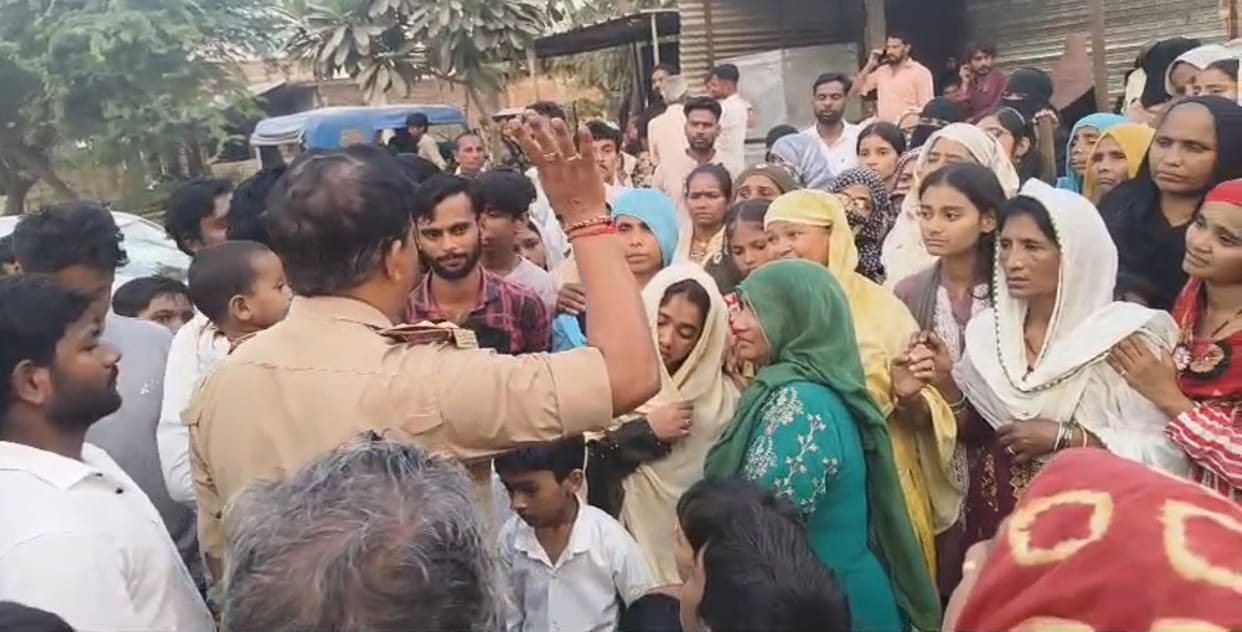 Road blocked by placing the youth's body