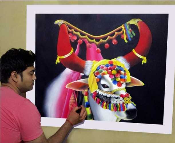 painter and canvas artist Shivasheesh sharma utilising lock down period with making new painting