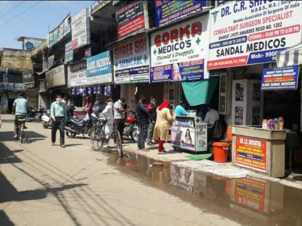 people buying essential commodities