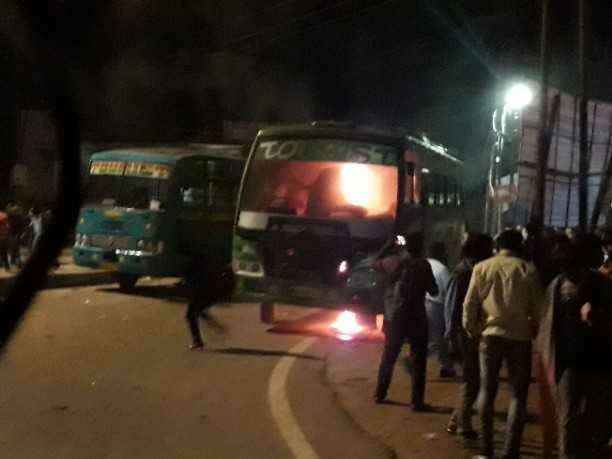 the bus caught fire...in khreshwar chauraha...